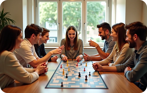 people playing a board game together