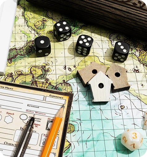 board game components on a table